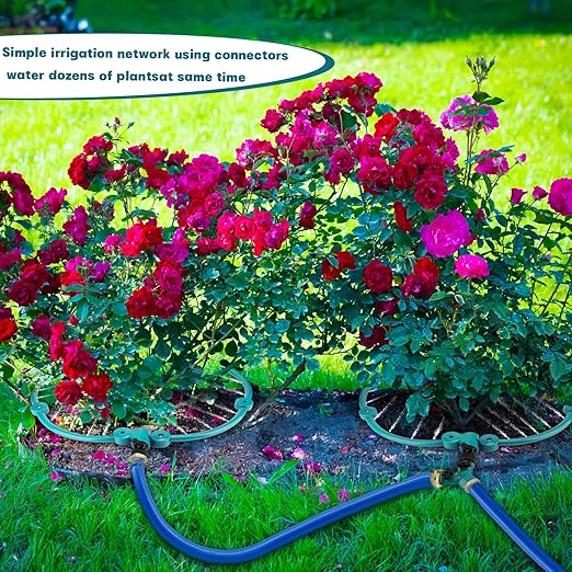 2Pcs 360° Tree Water System Tree Watering Ring 20 Inch Circle Sprinkler and Irrigation System Targeted Water with Y Hose Splitter for New Tree Outdoor Plants Raised Garden Beds Shrubs (Green Large)