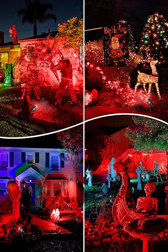 T-SUN Red Spotlight Outdoor Waterproof LED Landscape Lighting with US Plug Easy Install 270° Adjustable Outdoor Spot Lights for Garden Tree Yard Decor