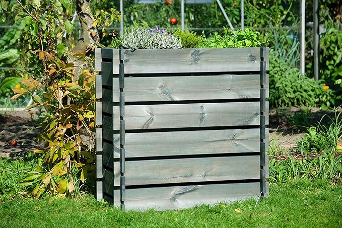 Raised Bed with Plug-in System Planter with Plant Film 79 x 37 x 79 cm Pine Wood Charcoal