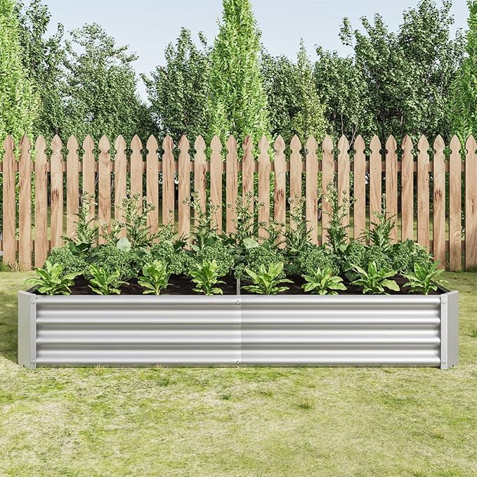 Raised Garden BedRaised Beds for Gardening Outdoor for Vegetables Flowers Ground Planter BoxGalvanized Raised Garden Beds. (Silver with 6x3x1ft)