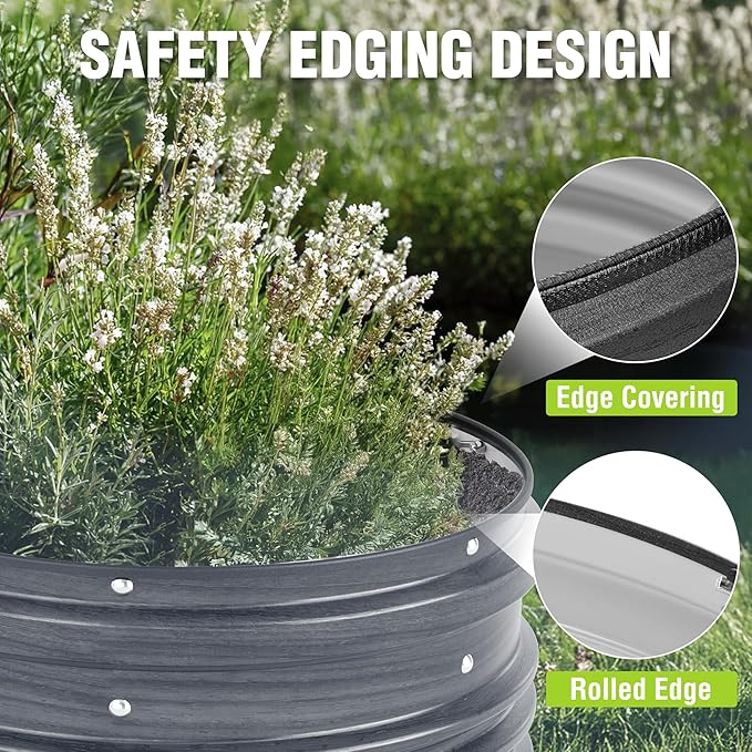 WORKPRO 3Pcs 2x2x1ft Galvanized Raised Garden Bed Set Rust &amp Corrosion Protection Easy Assembly Safe Edge Ideal for Vegetables &amp Flowers Dark Gray