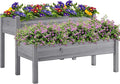 Topeakmart 2-Tier Elevated Stand Raised Bed Planting Planter Bed Box for Flower Vegetable Gardening Outdoor Gray
