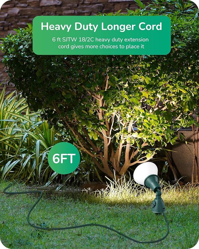 EDISHINE Dusk to Dawn 120V Outdoor Spotlight Waterproof LED Outdoor Flood Stake Lights E26 Base Max 150W PAR38 Bulb (Not Included) 6FT Cord 90° Adjustable Head 2 Pack