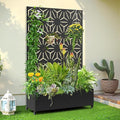 Raised Garden Bed with Trellis and Wheels73x47x16 Metal Raised Garden BedBlack Star Metal Planter with Climbing Trellis for Vines &amp Vegetables