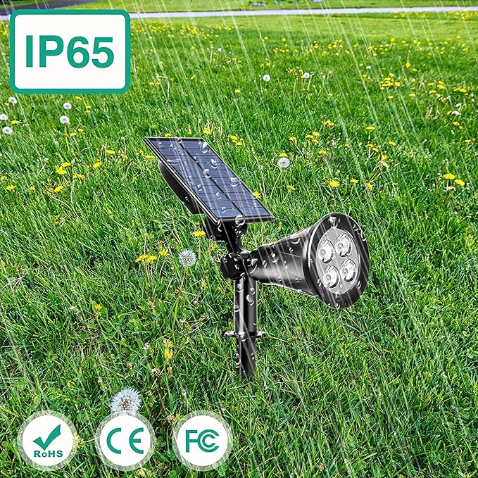 T-SUNUS Solar Landscape Spotlights Solar Powered Spot Wall Light 2 Modes IP65 Waterproof Outdoor Solar Landscaping Lights for Yard Garden Garage 2 Pack Blue&ampGreen