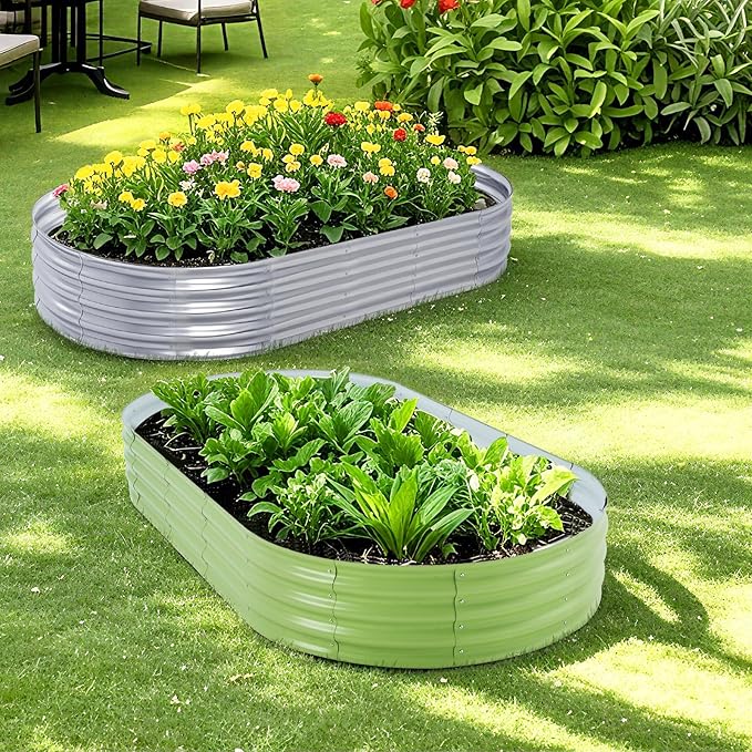 Galvanized Raised Garden Bed 8x4x1 FT Thickening Planter Boxes Outdoor Raised Beds for Gardening Easy Assembly Large Garden Bed for Vegetables Fruits Flowers (2-Pack)
