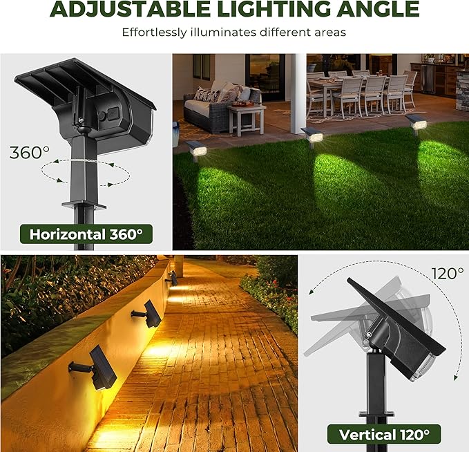 Kingsyard Solar Lights Outdoor Waterproof IP68 47 LEDs 3 Lighting Modes USB &amp Solar Powered Garden Yard Pathway Spot Lights for Outside Landscape Auto On/Off 6 Pack(Cool White)
