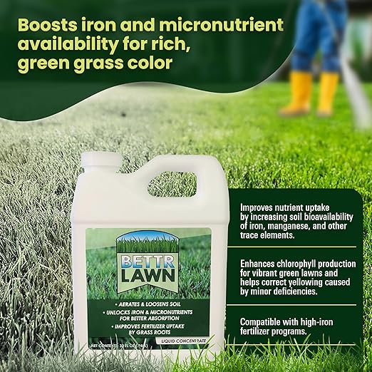 Bettr Lawn Liquid Lawn Aerator – Soil Activator &amp Clay Conditioner with Humic and Fulvic Acids – Grass Root Booster &amp Nutrient Enhancer Improves Lawn Health &amp Penetrates Compacted Soil –