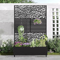 Casaphoria Metal Raised Garden Bed with Trellis and Wheels 72x47x16 Planter Box for Climbing Plants Vegetables &amp Vines Features Drainage Holes and Privacy Screen Black(Spring&ampLouvered)