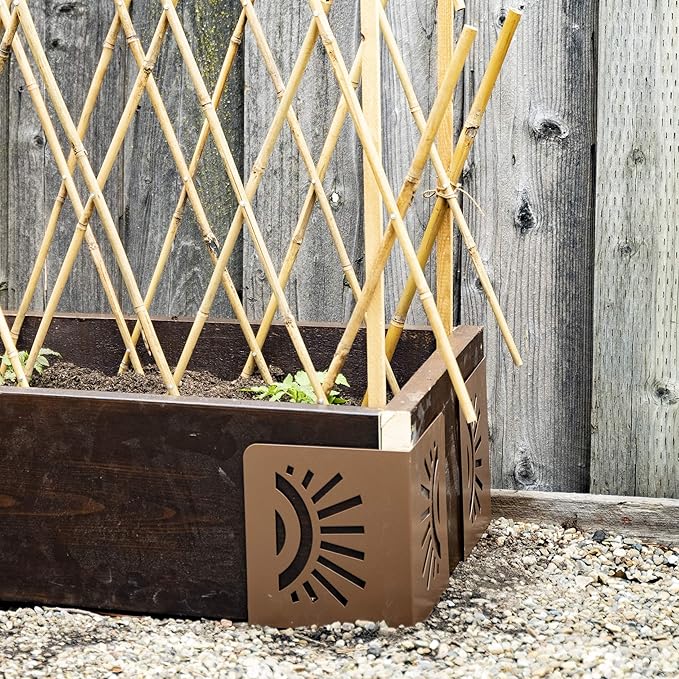 Bloom 11021BL Sun Instabrace Flower Garden Bed Corners 9.5 Brown