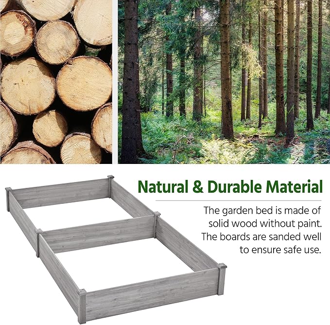 Yaheetech 8×4ft Wooden Horticulture Raised Garden Bed Divisible Elevated Planting Planter Box for Flowers/Vegetables/Herbs in Backyard/Patio Outdoor 93 x 48 x 10in Gray