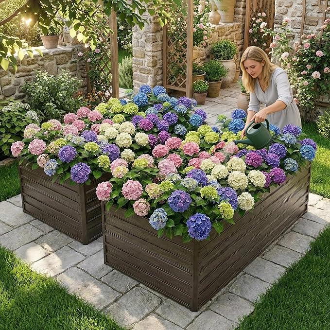 2 Pack Metal Raised Bed Garden Bed Kit 8x4x2ft Tall Galvanized Planter Raised Garden Boxes Outdoor Large Metal Raised Garden Beds for Flowers Vegetables Herbs