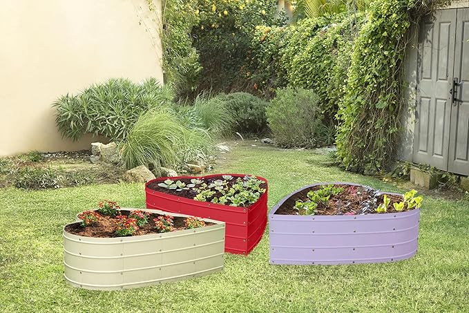 Plant &amp Plot Galvanized Raised Garden Beds Outdoor // Planter Raised Beds for Gardening Vegetables Flowers // Large Metal Garden Box (Lavender) // Tool-Free Assembly