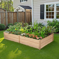 AMERLIFE 8x4 Ft Wood Raised Garden Bed Durable 15 Inch Depth Planter Box for Vegetables Herbs and Flowers Ideal for Outdoor Gardening with Open Base