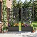 Casaphoria 72x35 Metal Raised Garden Bed with Trellis(2 Pack) Outdoor Planter Box with Wheels &amp Drainage Holes for Climbing Plants Flowers Elevated Garden Kit with Privacy Screen Black-Helen