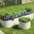 Olle 4-Style Modular Galvanized Raised Garden Beds Outdoor Easy Quick Setup 17 Tall 4-in-1 Metal Planter Boxes Outdoor for Flowers Vegetables Fruits Herbs DIY Gardening Ivory