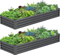 2PCS 8x2x1FT Galvanized Raised Garden Bed Galvanized Planter Raised Garden Boxes Outdoor Large Metal Raised Garden Beds for Vegetables-Grey