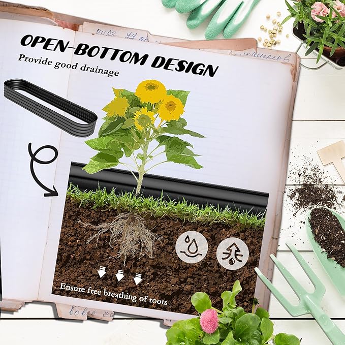 Metal Planter Box with Safety EdgingGalvanized Raised Garden Bed Kit