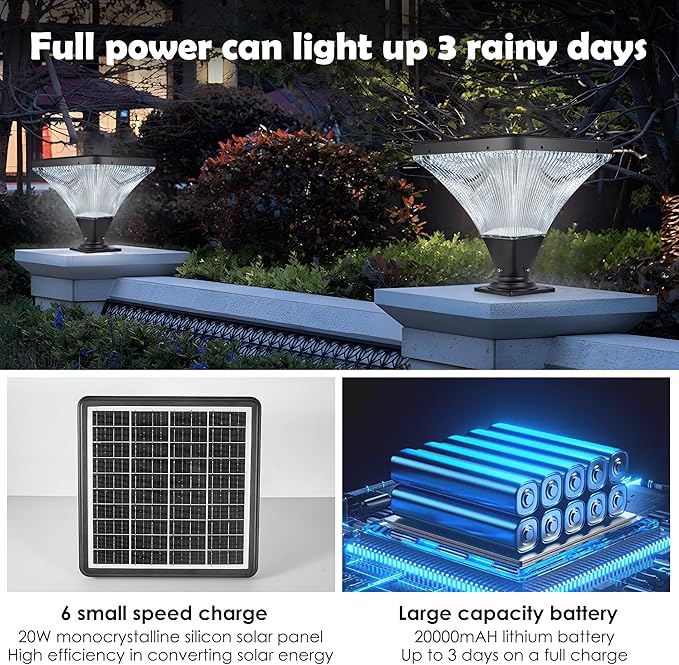 Outdoor Solar Spotlight - 6000K Diamond Cut Design Auto-On/Off Waterproof for Garden LED Landscape Lighting