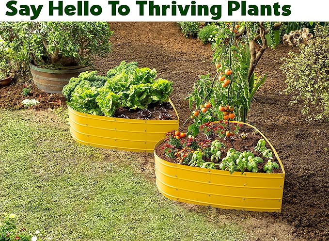 Plant &amp Plot Galvanized Raised Garden Beds Outdoor // Planter Raised Beds for Gardening Vegetables Flowers // Large Metal Garden Box (Yellow) // Tool-Free Assembly