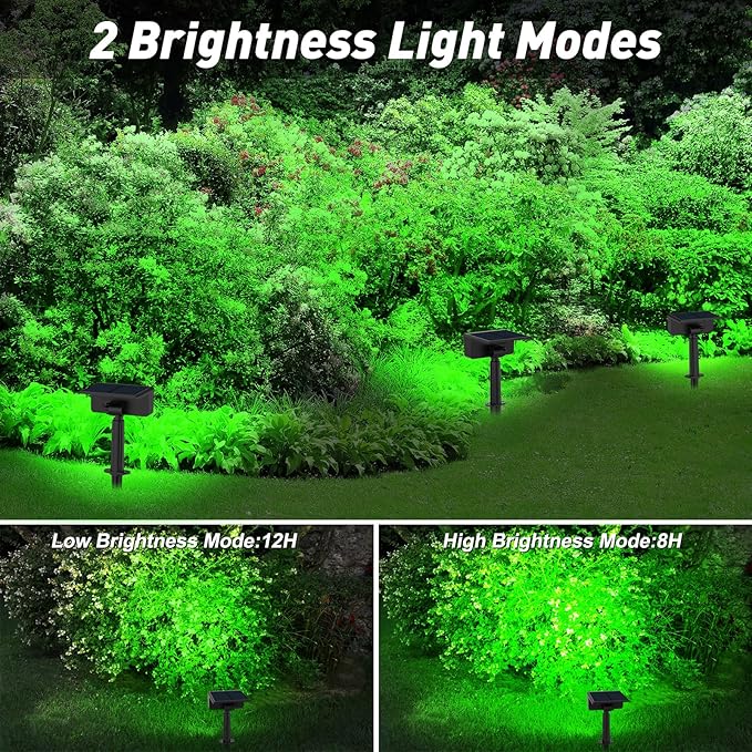 T-SUN Green Solar Spot Lights Outdoor 4 Pack 49 LED 2 Lighting Modes IP65 Waterproof Landscape Spotlights 2 in 1 Auto On/Off Solar Lights for Yard Garden Driveway Pathway