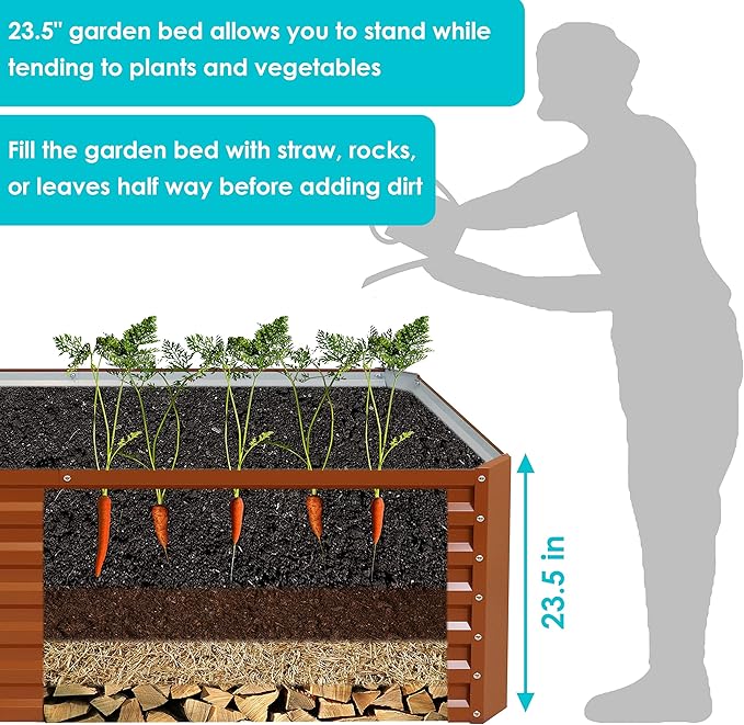 Sunnydaze 71-Inch Rectangular Raised Garden Bed - Galvalume Steel Vegetable Flower Bed Planter Kit - Brown