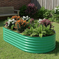 IDEALHOUSE Heavy-Duty Raised Garden Beds Outdoor 8x4x1.5ft Galvanized Steel Planter Box Rust-Resistant Elevated Garden Box for Vegetables Flowers Easy Assembly Durable Beige Planters Green