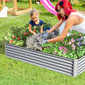 8x4x1.5 ft Galvanized Raised Garden Bed Outdoor Planter Garden Boxes Large Metal Planter Box for Gardening Vegetables Fruits Flowers Silver