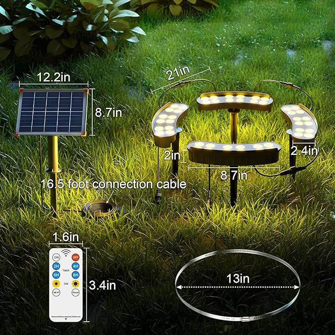 Solar Palm Tree Lights Outdoor 14400mAh Tree Solar lamp Landscape Light 3000K IP65 Waterproof Supports Remote Control Timer and dimming Suitable for Palm Tree Lights Yard Garden