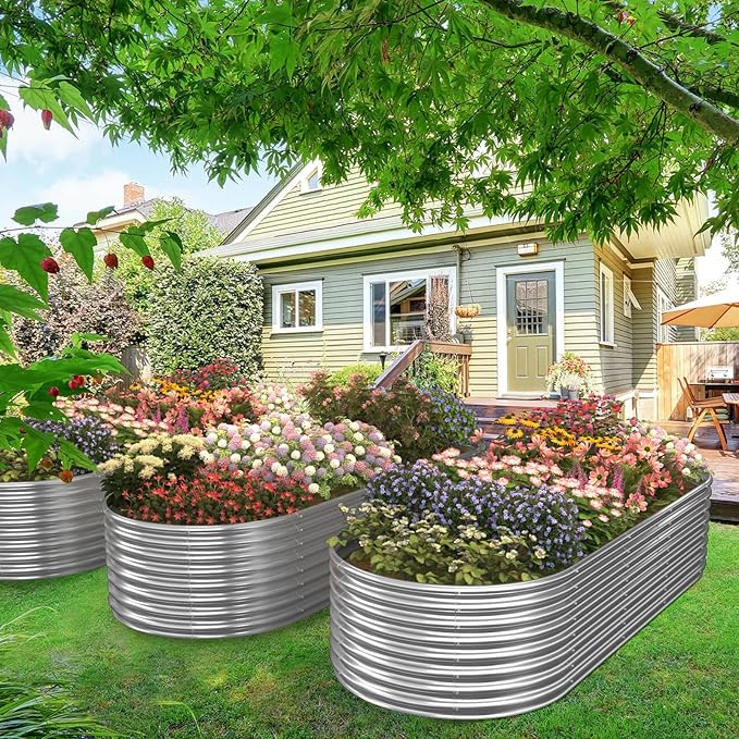 FRIZIONE 9FT(L)×4FT(W)×2FT(H) Galvanized Raised Garden Bed Outdoor Metal Raised Garden Beds for Flower Raised Planter Box Outdoor for Herb Vegetable