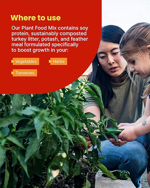 Sunday Garden Naturals Veggie + Tomato Plant Food Mix - Boost Growth in Vegetables Tomatoes &amp Herbs - 5-4-5 NPK Mix - for Indoor &amp Outdoor Use - Feeds for 4-6 Weeks Use While Planting! 4 lb.