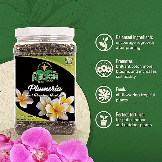 Nelson Plumeria and All Flowering Tropicals Food Ferns Orchids Lilys In Ground Container Patio Grown Granular Fertilizer NutriStar 5-30-5 (15 LB)