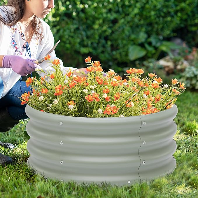 2-Pack 2x1ft Galvanized Raised Garden Bed Outdoor Planter Bed Metal Planter Box for Gardening and PlantingLight Green