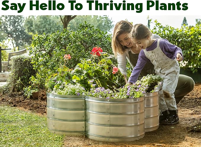 Plant &amp Plot Galvanized Raised Garden Beds Outdoor // 3×3×1 ft Planter Raised Beds for Gardening Vegetables Flowers // Large Metal Garden Box (Silver) // Patented Tool-Free Design