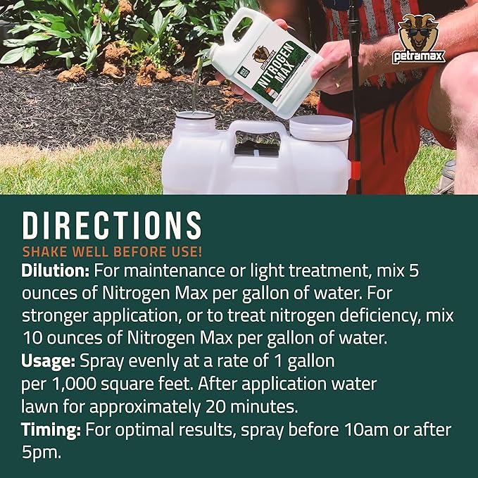 Petramax Liquid Nitrogen Fertilizer 28-0-0 NPK - 1 Gallon Spring &amp Summer Liquid Grass Fertilizer for Lawn Spray on Easy to Apply for Deep Green Lawn Care - Slow Release High Nitrogen Turf Builde