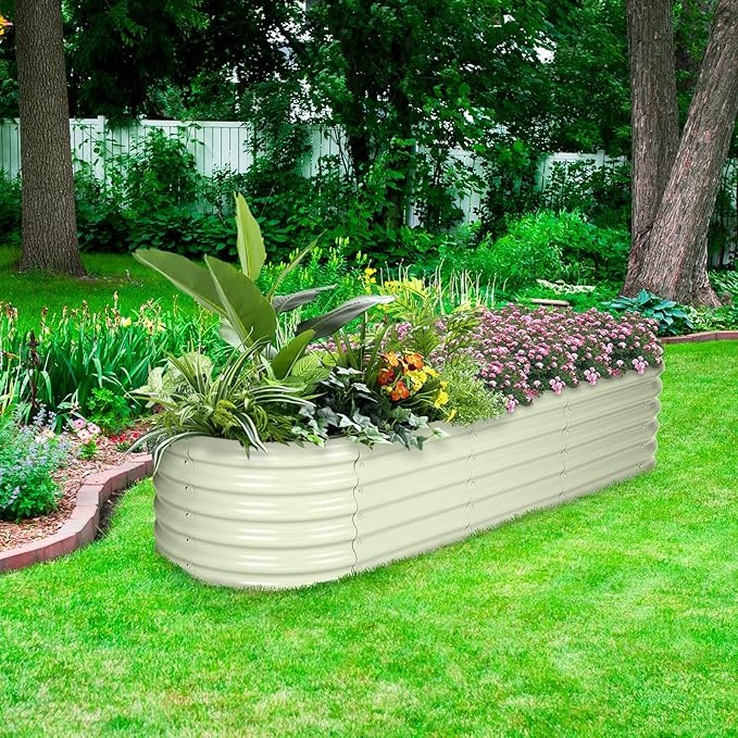 BPS 6-in-1 Metal Raised Garden Bed 5.5x4 FT Galvanized Planter Raised Beds for Vegetables Flowers 17'' Extra Tall