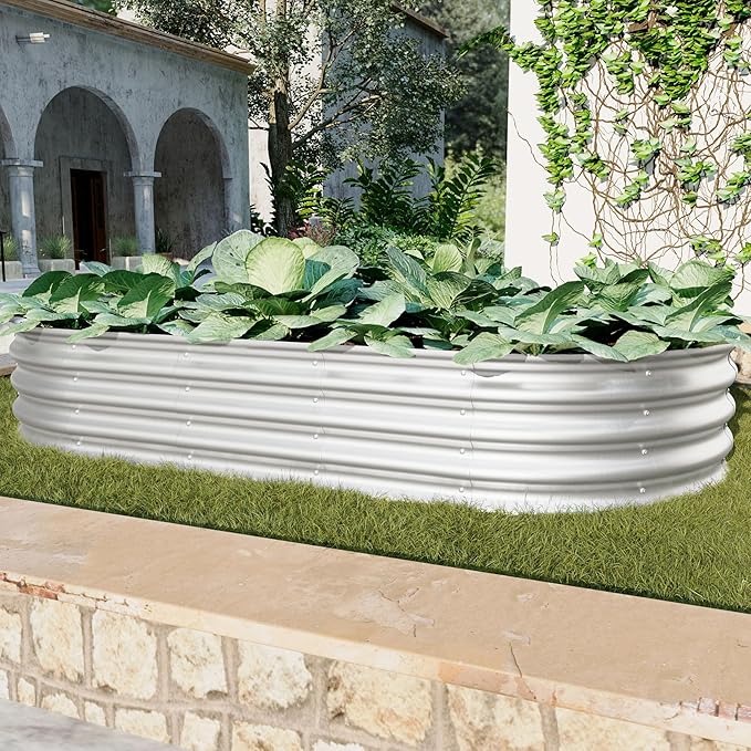 6x3x1ft Raised Garden Bed Kit Galvanized Planter Raised Garden Beds for Outdoor for VegetablesFlowers &ampHerbs Heavy Duty Rust-Resistant Easy Assembly