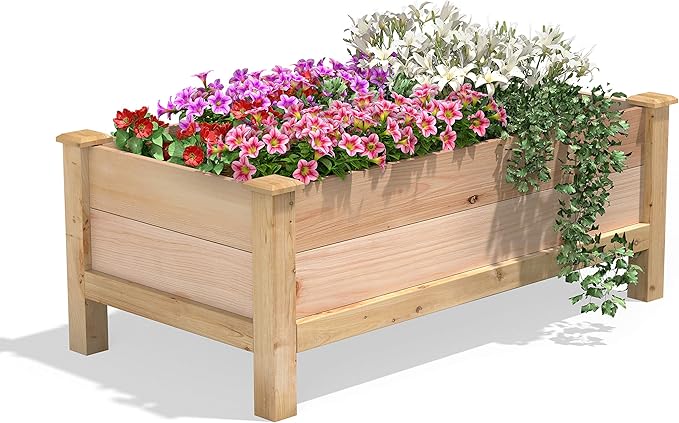 Greenes Fence Premium Cedar Elevated Garden Bed 24 W x 48 L x 19 H - Made in USA with North American Cedar