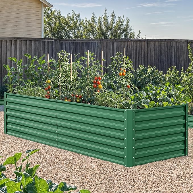 YITAHOME 6x3x2 ft 2pcs Galvanized Raised Garden Bed Kit Large Metal Planter Box with Gloves &amp Support Rod Outdoor Flower Bed for Plants Vegetables Green