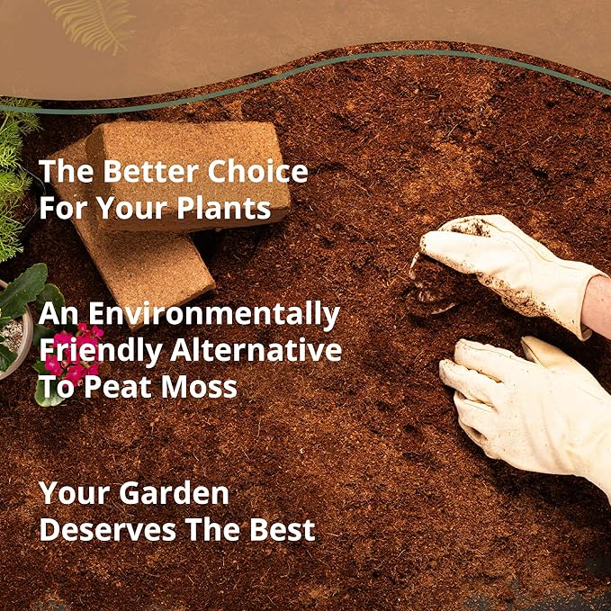 Buffered Coco Bliss (10lbs) - 100% Buffered Organic Coco Coir for Plants &amp Gardening - Cocopeat for Garden Soil Seed Starter Soil &amp Mulch - Organic Coconut Coir Brick - Coconut Fiber Potting