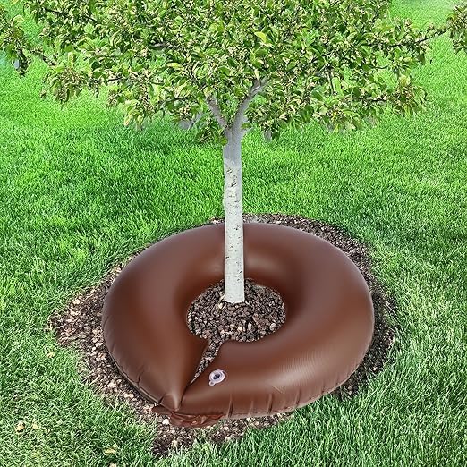 TezhiIe 3 Pack 15 Gallon Tree Watering Ring Bag PVC Drip Irrigation Water Pouch Automatic Drip System Watering Donuts for Trees Deep Root &amp Low-Profile Slow Release Watering Bag