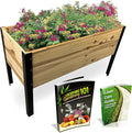 Wooden Raised Planter Box with Steel Legs-Elevated Outdoor Patio Garden Bed Kit to Grow Vegetables -Natural Rot Resistant Wood - 35.5'' W x 15.5'' L x 21.7'' (Tall) - Backyard Expressions (911214-NW)