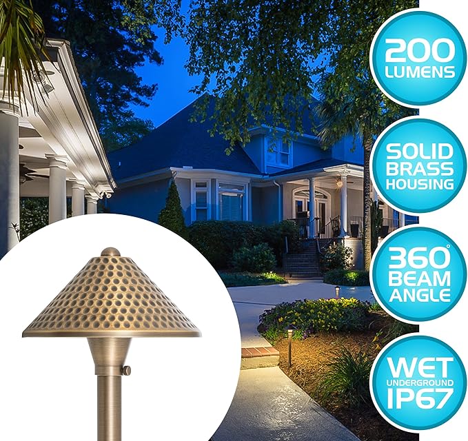 Westgate Lighting LED Area Light- Built-in Integrated LED Outdoor Light - 4 Height of Stem-Solid Brass Antique Bronze Finish Landscape Light- 12V of AC/DC Current (4)