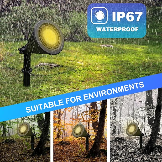 PAR36 LED Landscape Bulb Dimmable Waterproof PAR36 LED Bulb 7W/11W/15W Magnetic Touch Dimming 12V Landscape Lights 2700-3000K 25° Outdoor Spotlight for Outdoor Landscape Lighting 1 Pack