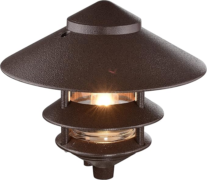 Nuvo SF76/637 One 2 Louver Hood Outdoor Pagoda Landscape Pathway Light 3 Tier-Large Old Bronze