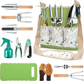 All-in-One Garden Tool Set 11-Piece Heavy Duty Gardening Tools with Ergonomic Canvas Shoulder Crossbody Bag Rust-Proof Premium Garden Tool Kit Gardening Gift for Women Men Green GR003