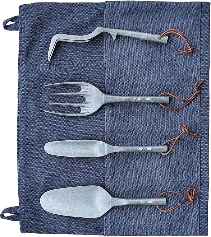 Elegant Gift Boxed Garden Tool Set - Customized Name Heavy Duty Galvanized Steel 4-Piece Kit with Shovel Trowel Fork Rake for Gardening