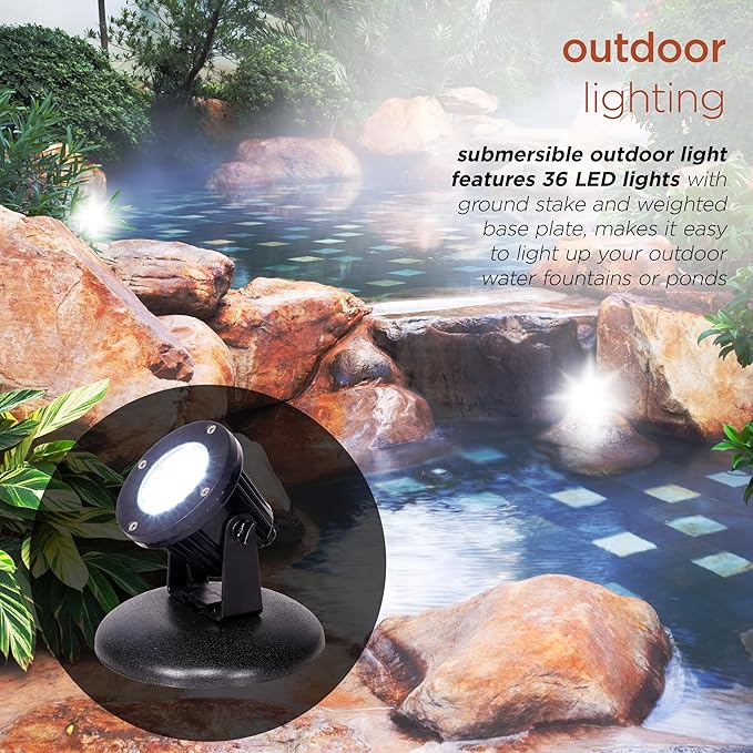 Alpine Corporation Outdoor 36 Count Pond or Garden Super Bright White LED Light with Transformer
