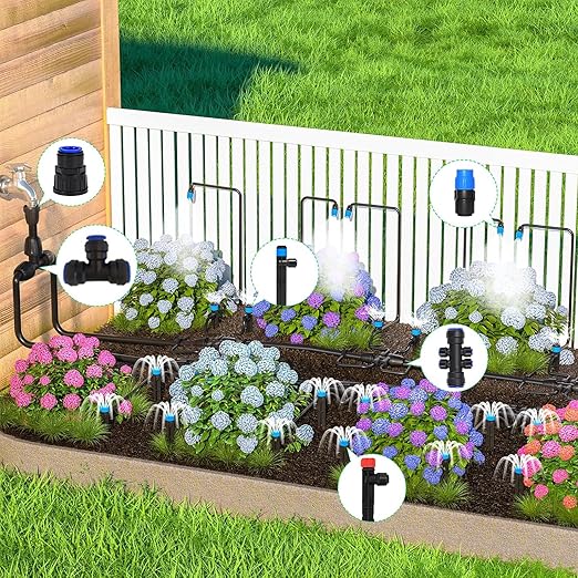 Quick-Connect Automatic Drip Irrigation System Kit – 230FT Garden Watering Kit with Adjustable Nozzles &amp Sprinklers for Greenhouse Lawn and Potted Plants Watering System