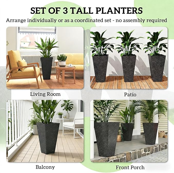 Stackable TaperSet of 3 Flower PotsTall